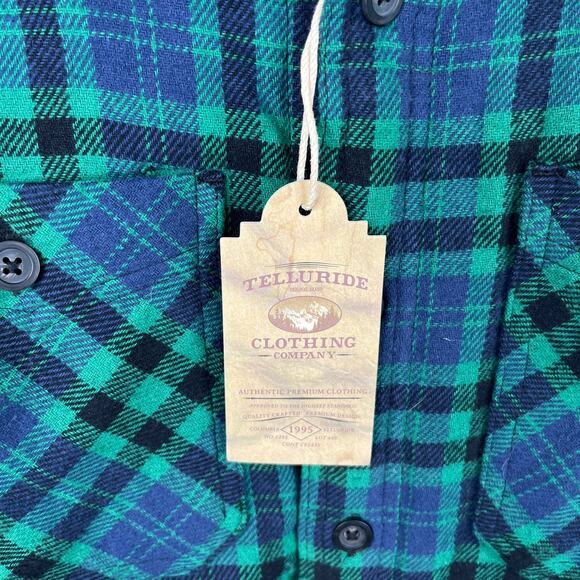 Telluride Clothing Co Flannel Jacket Green Navy Blue Large Sherpa Lined New - Picture 7 of 11